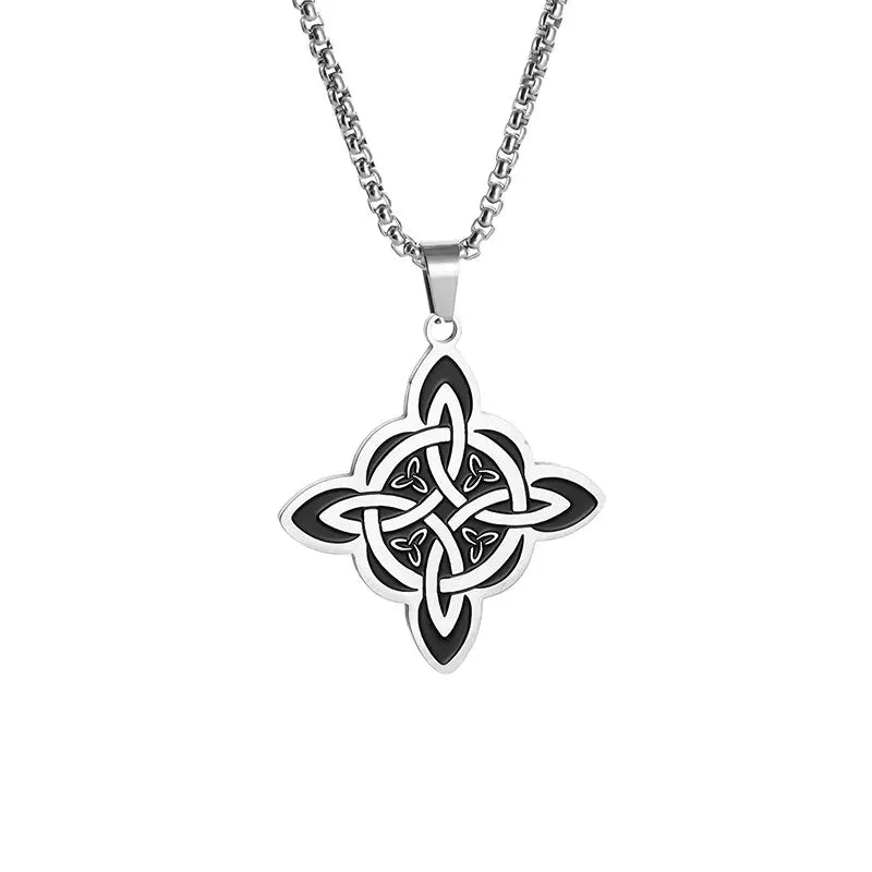 Stainless Steel Witch Knot Necklace for Men and Women, Fashionable Irish Celtic Knot, Lucky Jewelry Gift for Girls