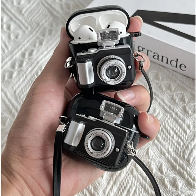 Earphones Case For Apple Airpods 3 2 1 Case Soft Silicone Headphone Case with Strap 3D Camera Cover for Air Pods Pro 1st 2nd Gen