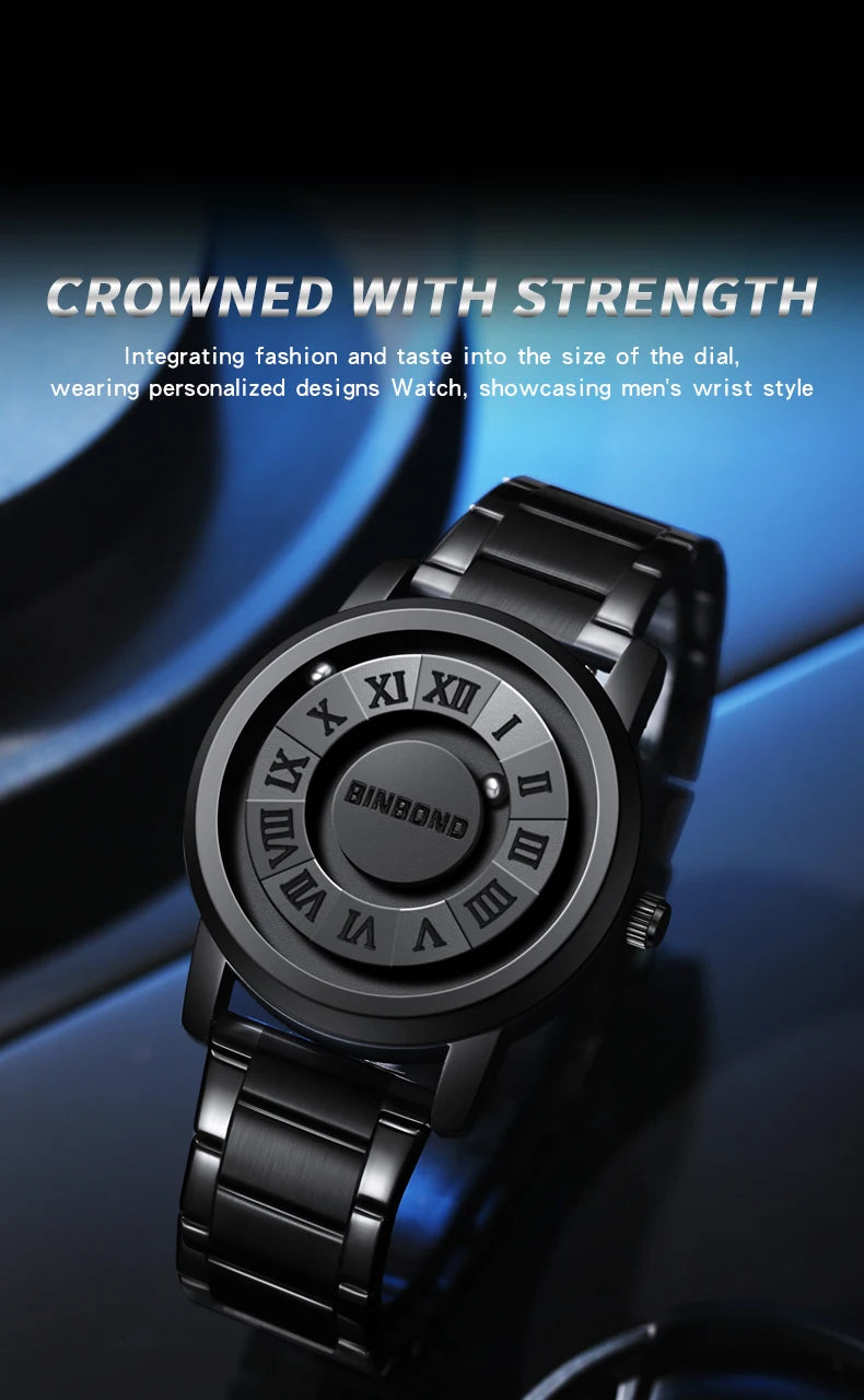 BINBOND B234 Top Luxury Men Quartz Watches Magnetic Levitation Hollow Out Stainless Steel Waterproof Men Watch Relogio Masculino