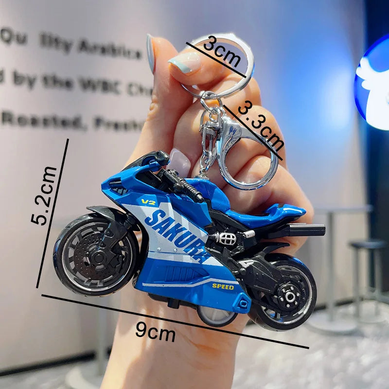 Cartoon Mini Motorcycle Keychain Exquisite Car Motorcycle Keychain Backpack Pendant Key Ring Accessories