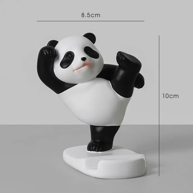 Cute Panda Phone Holder Cartoon Panda Mobile Phone Holder Universal Phone Bracket Panda Sculpture Statue Decor Resin Toy Gift