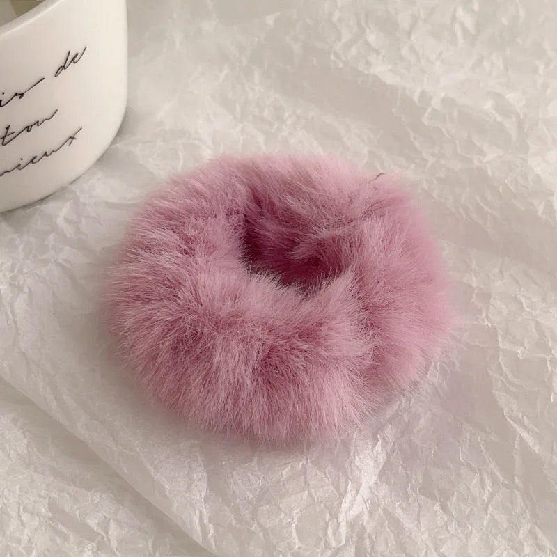 Autumn and Winter Plush Patch Bear Towel Ring Hair Tie Korean Style Hair Accessories Headband Thick High Elastic Hair Rope
