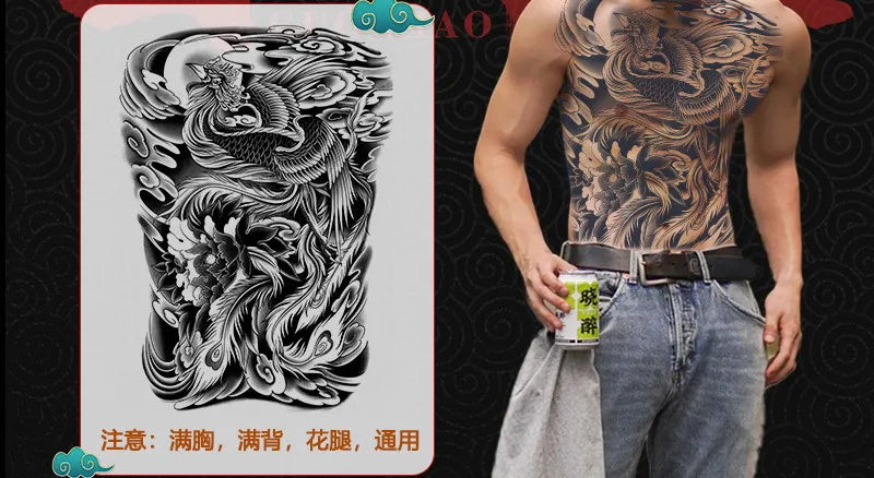 Angel Wings God Tattoo Stickers Realistic Juice Ink Semi Permanent Full Back Body Tattoo Temporary Lasting 2 Weeks Men Adult