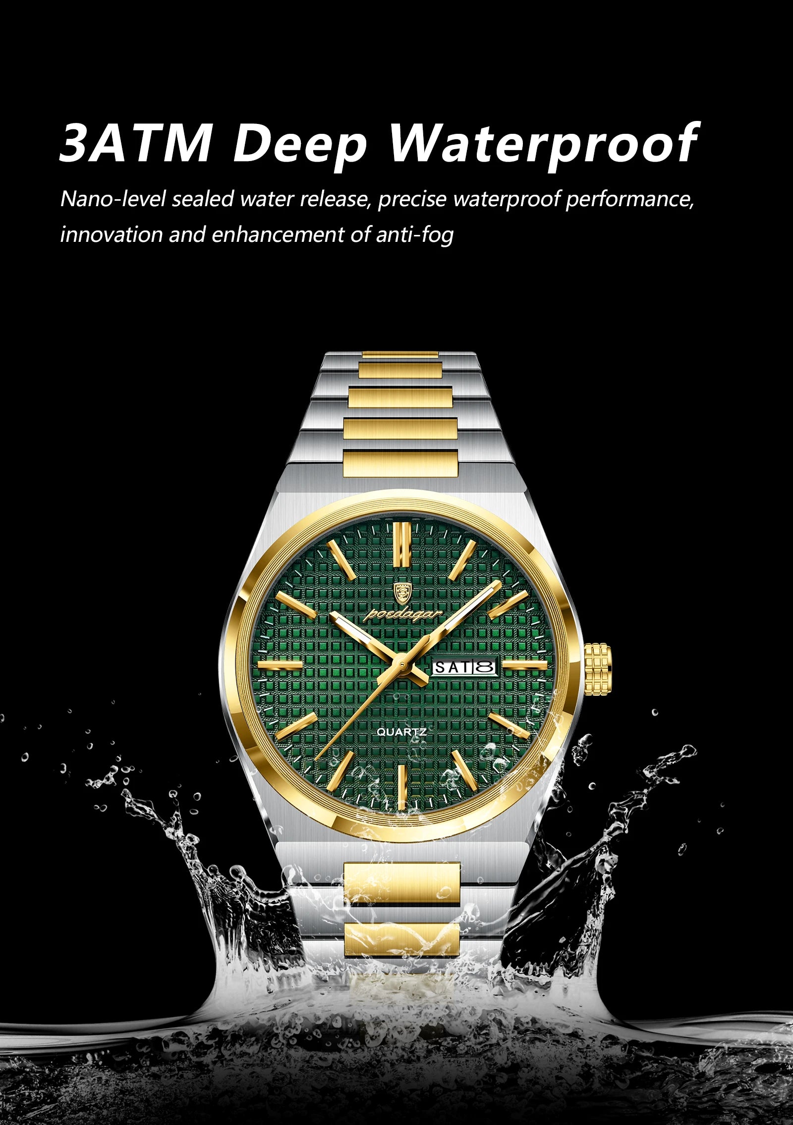 POEDAGAR Luxury Men Watch Date Week Waterproof Luminous Stainless Steel Watch For Man Casual Quartz Men's Watches Male Sport+Box