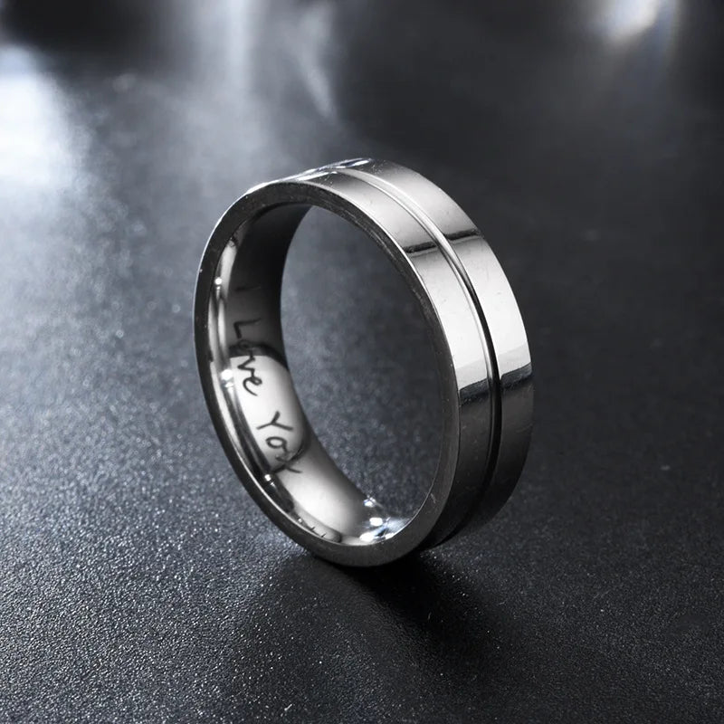 Fashion Women Men Titanium Steel Ring Classic Letter I Love You Rings Gold Color Jewelry for Couple Weeding Gift Accessories