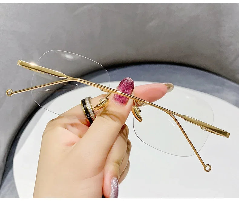 Unisex Fashion  Anti Blue Light Glasses Clear Glasses Computer Glasses YIBO Style Rimless Eyeglasses Plain Eyewear Face Decor