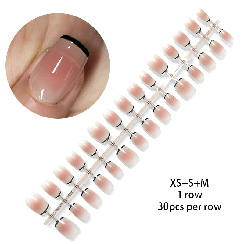 24Pcs/Set White French Press on Fake Nails Full Cover Artificial Wearable Nail Beauty Tips Naked French White False Nails Art