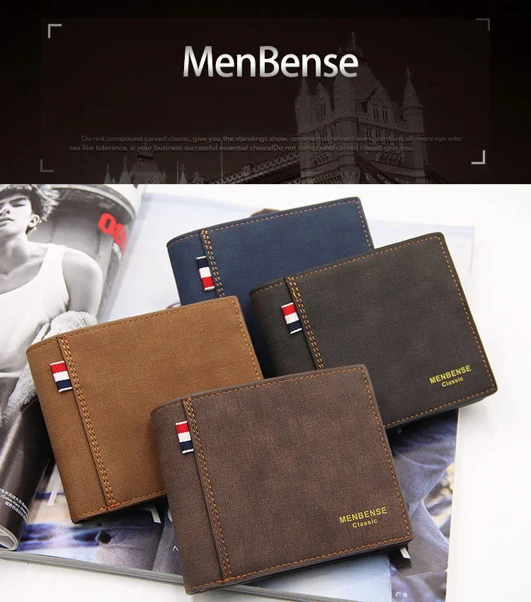 New Slim Vintage Men Wallets High Quality Card Holder Male Purses Photo Holder PU Leather Small Mens Clutch Wallet