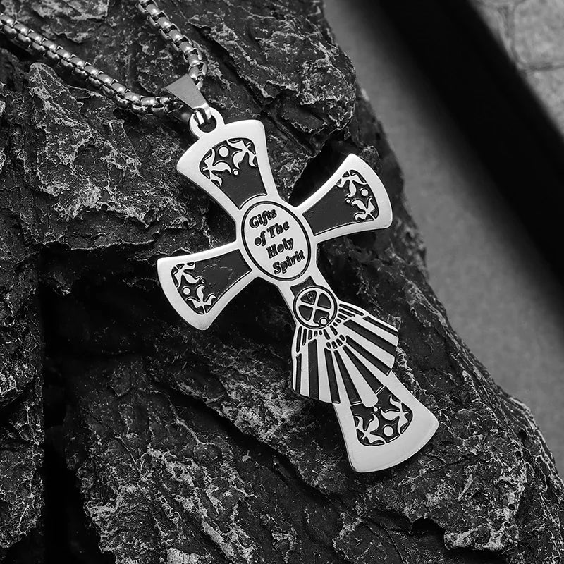Fashion Punk Red Cross Templar Pendant Necklace Men\\'s Personalized Retro Christian Religious Jewelry