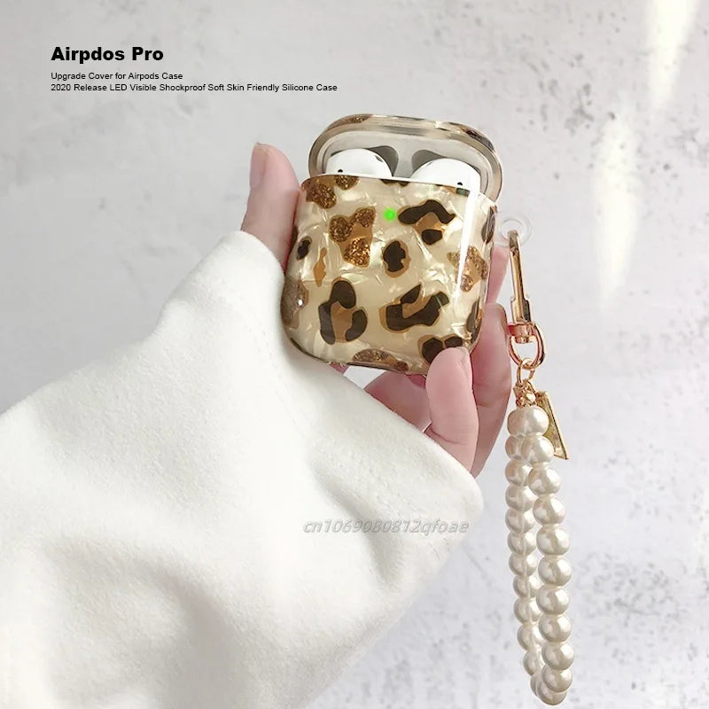 Pearl Earphone Cases For Airpods Pro 2 Leopard Pendant Headphone Protective Cover For Apple Airpod 3 Pro 2 1 3rd Generation Case