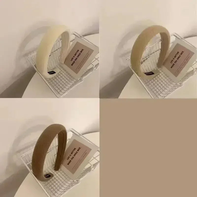 Fashion Padded Headbands For Women Wide Velvet Bezel Hair Band Hair Hoop Girl Sponge Thick Solid Color Hair Accessories Headwear
