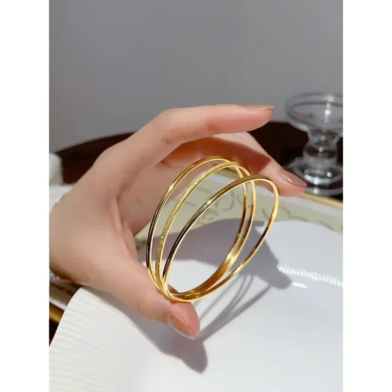 Titanium Steel Gold Silver Color Bangles for Women Girls Trend Waterproof Jewelry Luxury Sparkling Zircon Bracelet Bangle