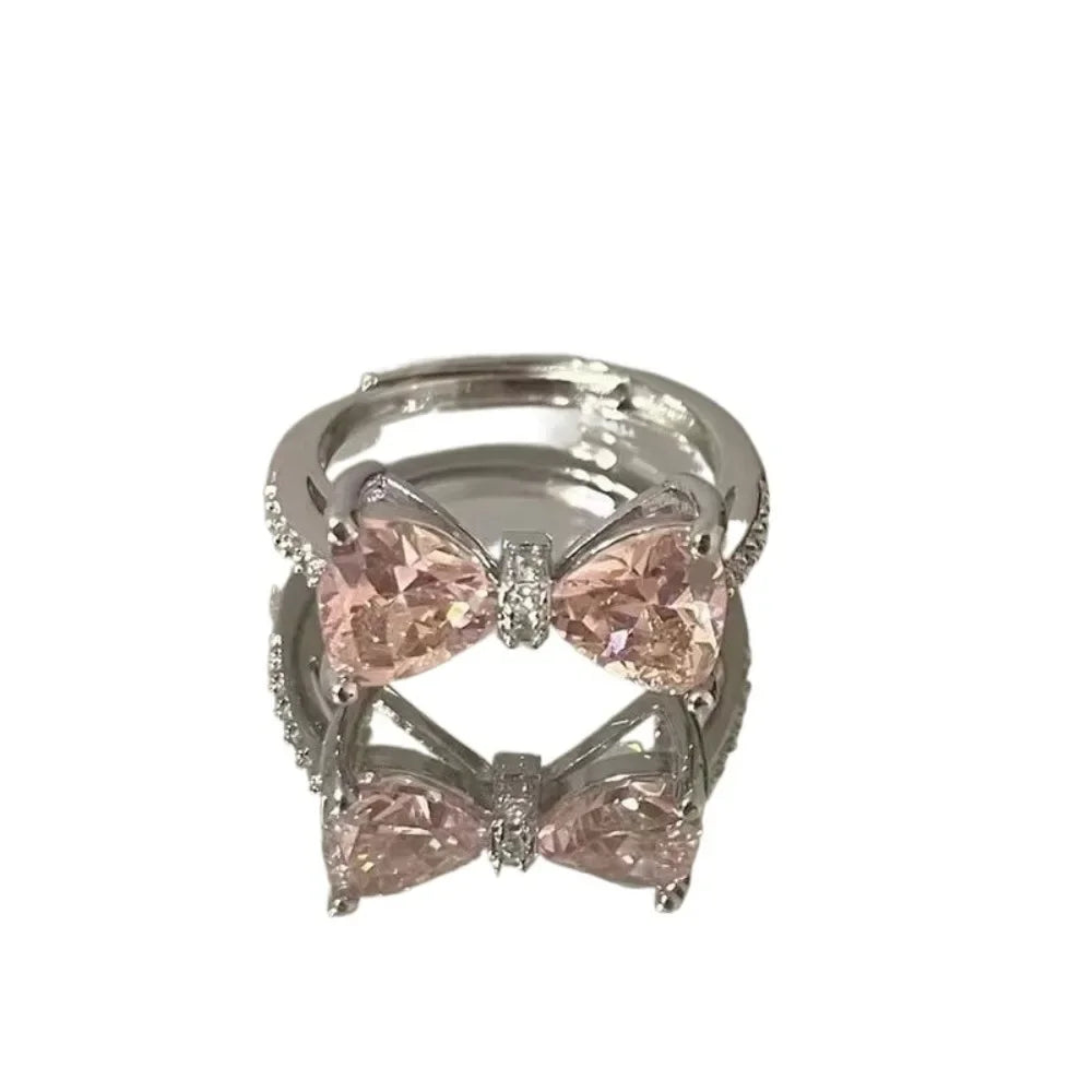 Fashion Bowknot Finger Rings Adjustable Bow Rings Jewelry Sweet Opening Ring Ornaments