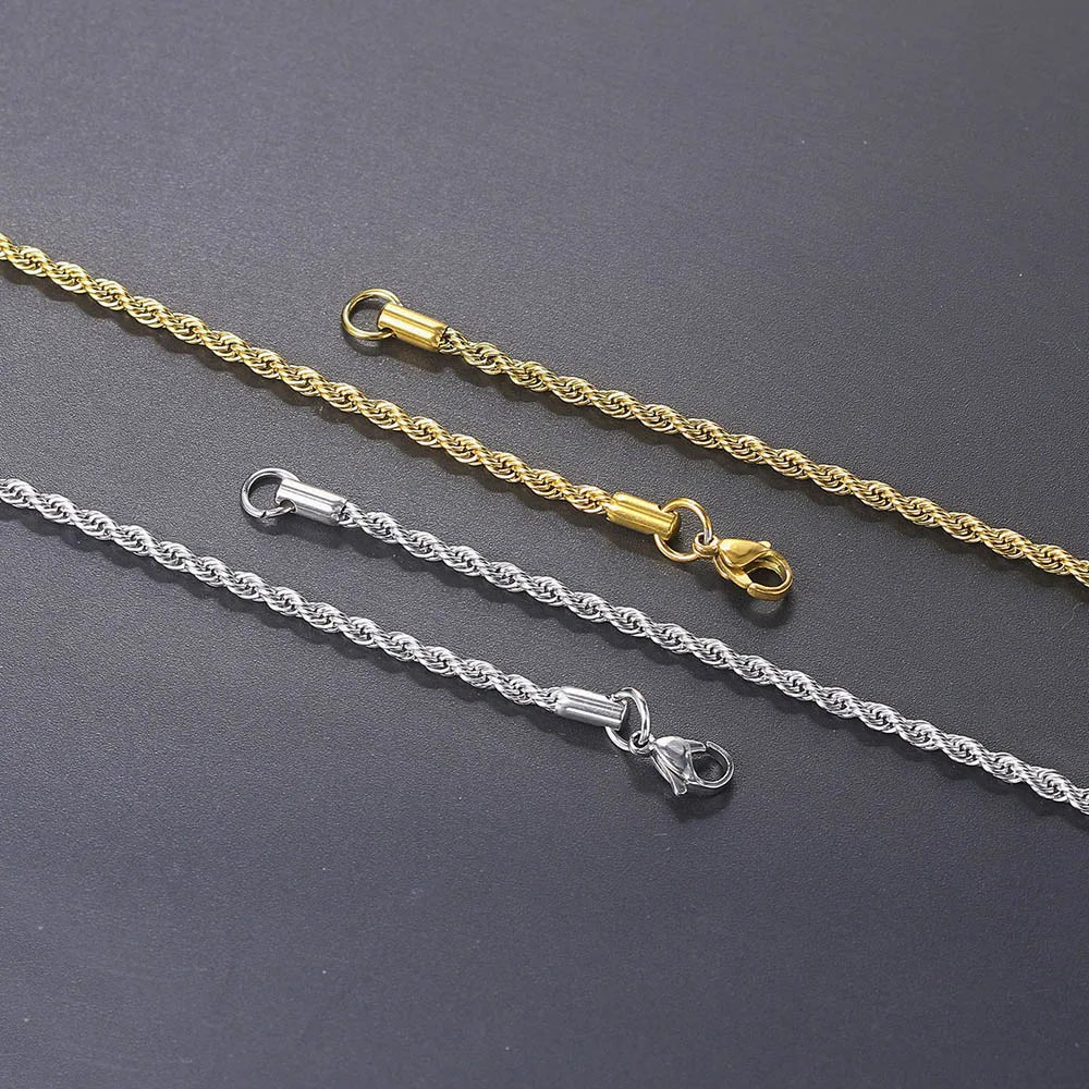 Hiphop Luxury Inlaid CZ Cross Pendant Rope Chain Necklaces for Men Women Punk Personality Rapper Accessory Fashion Neck Jewelry