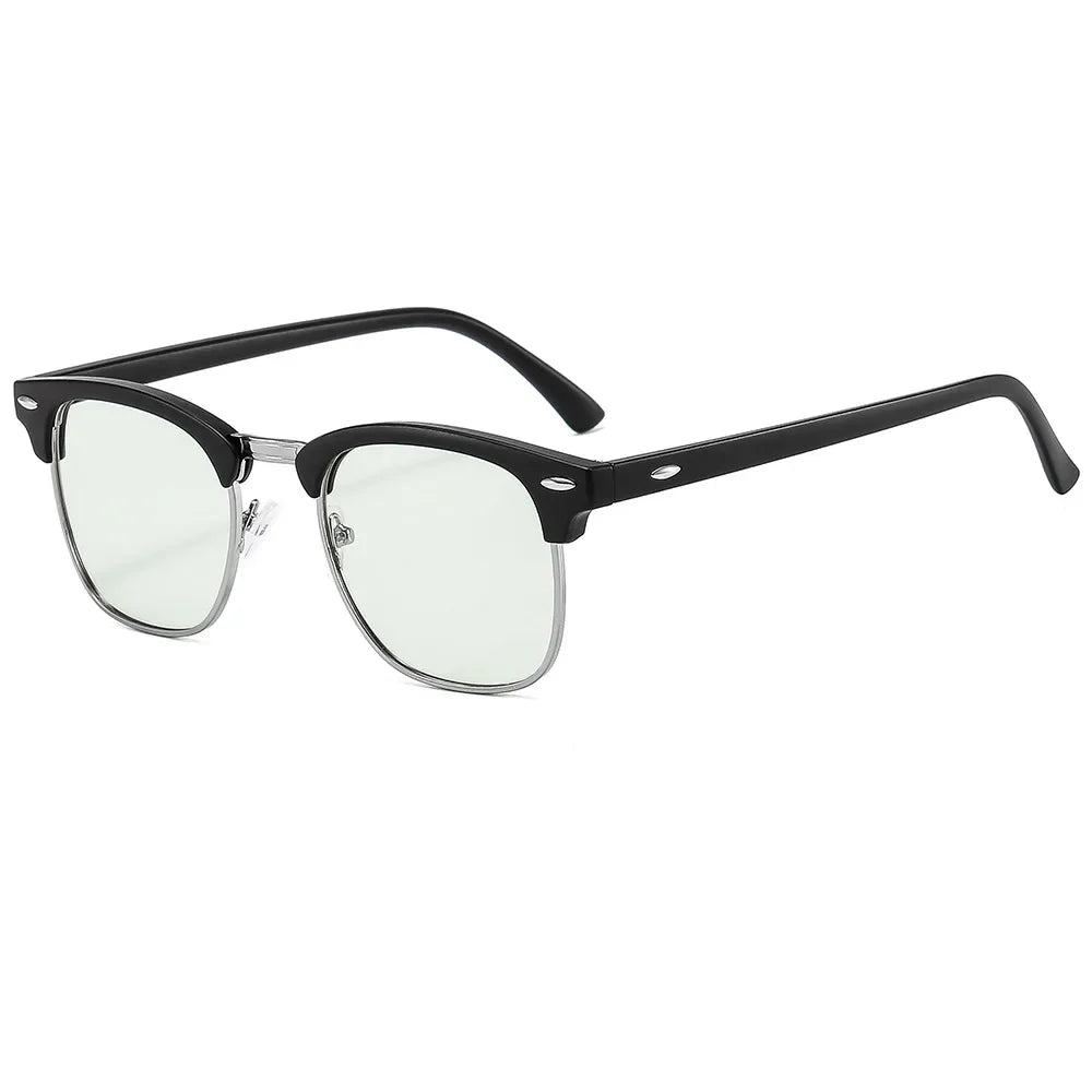 Fashion Classic Half Frame Anti Blue Light Glasses for Men Retro Square Photochromic Eyeglasses Frames Women Computer Goggles