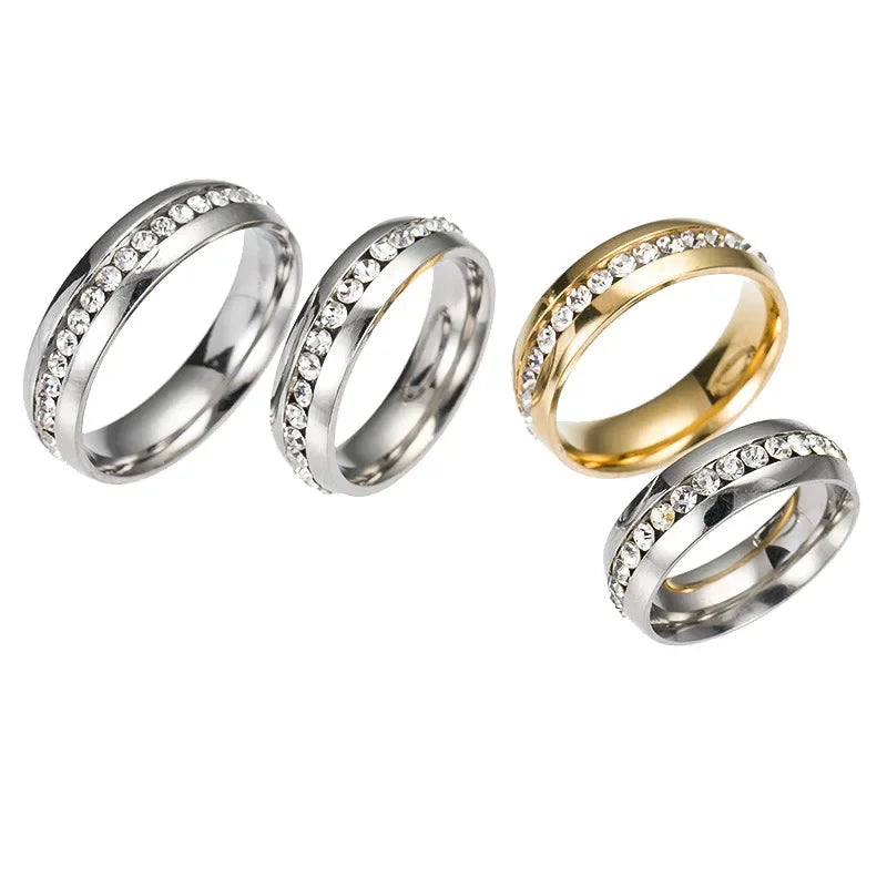 Stainless Steel Ring Crystal Rings For Women Circle CZ Fashion Engagement Jewelry Gifts Wholesale