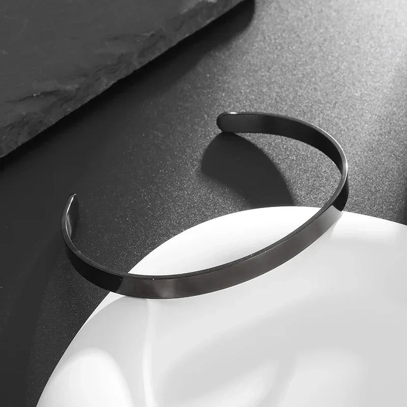 Silver-Plated Lucky Sixpence Pattern Letter Bracelet Men's Cuff Bangles Women's Trendy Charm Jewelry