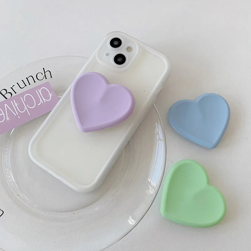 Silicone Heart-Shaped Round Phone Grip Stand Holder Pocket Socket Griptok Foldable Finger Ring Phone Stand For Iph Mobile Phone