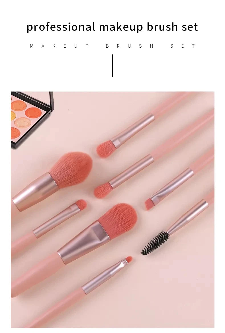 New 8Pcs Makeup Brush Set Makeup Concealer Brush Blush Loose Powder Brush Eye Shadow Highlighter Foundation Brush Beauty Tools