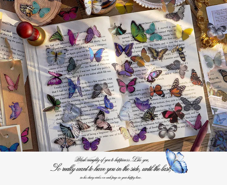 40sheets/pack Vintage Gilding butterfly Notebook Decorative Stickers Decorative Stickers For Scrapbooking Label Diary