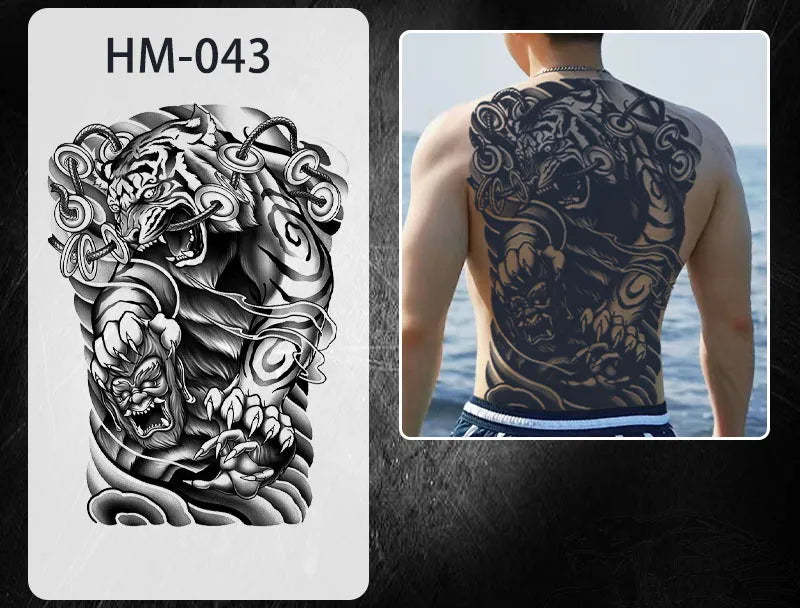 Angel Wings God Tattoo Stickers Realistic Juice Ink Semi Permanent Full Back Body Tattoo Temporary Lasting 2 Weeks Men Adult