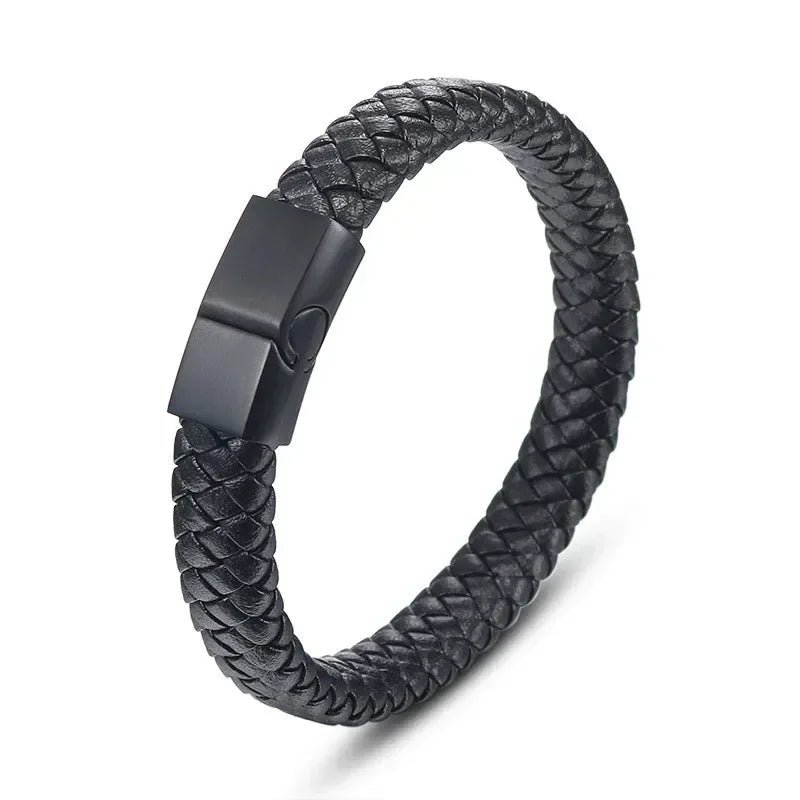 Fashion Star of David Multilayer Leather Braided Bracelet with Magnetic Clasp Men\\\\'s Vintage Judaica Amulet Jewelry