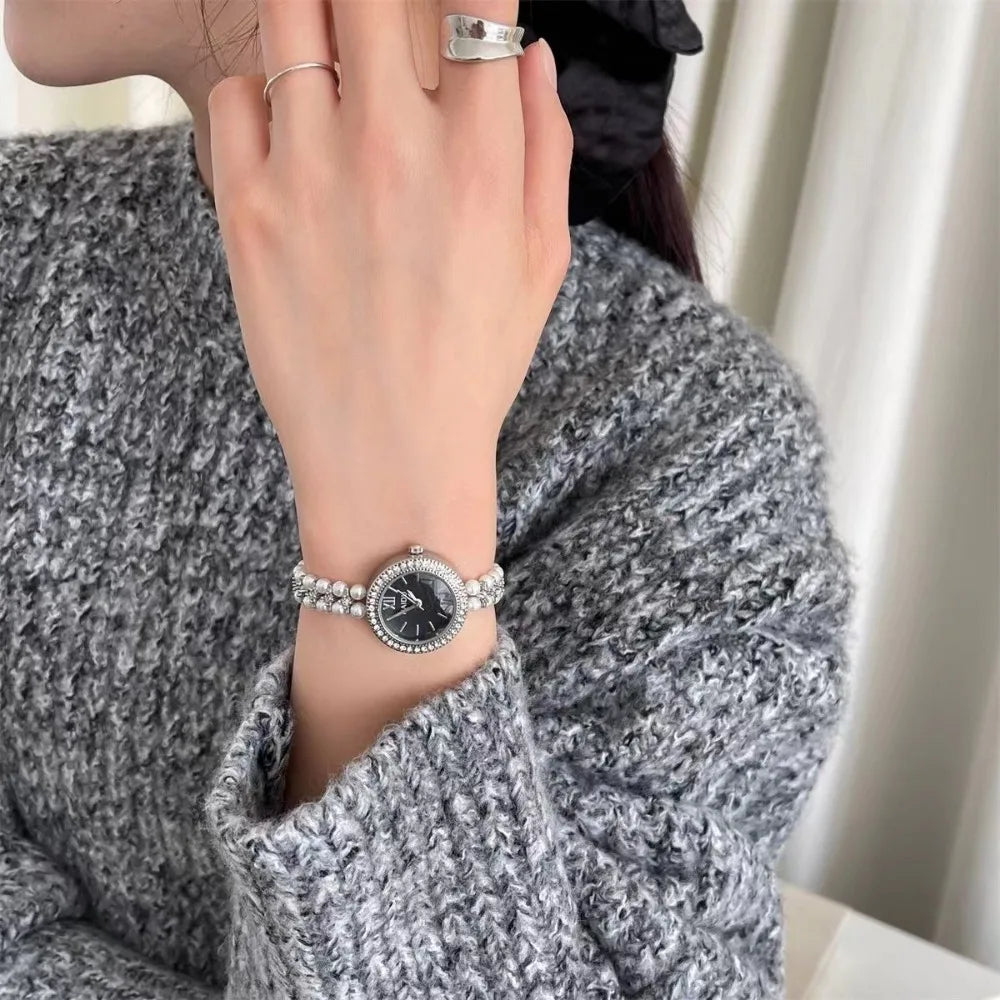 New Pearl Studded Luxury Bracelet Watch Small Dial Fashion Watch for Women Quartz Wristwatches Dropshipping Relojes Para Mujer