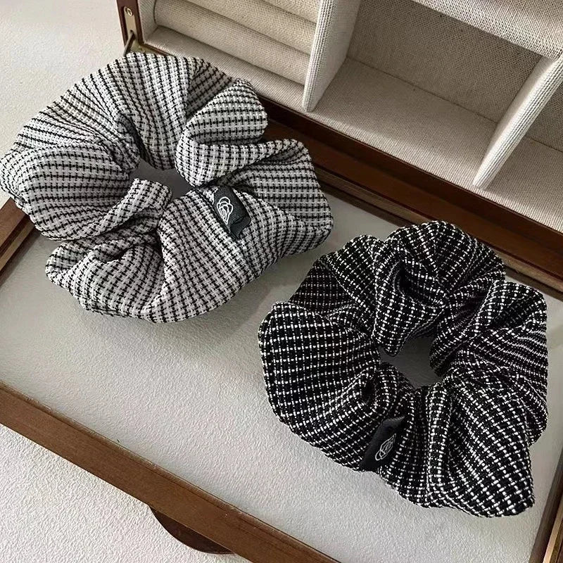 New Fashion Vintage Scrunchie Plaid Elastic Hair Bands Women Elegant Brand Designers Hair Tie Ponytail Girls Hair Accessories
