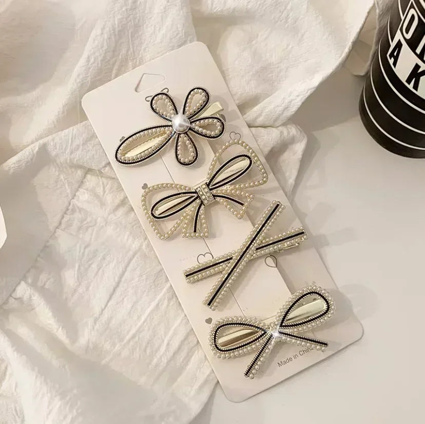 5pcs Women's Hairpin Side Hair Clip Set Designer Pearl Headwear Bangs Hairpin Headpiece Hair Accessories Hairwear Duckbill Clip