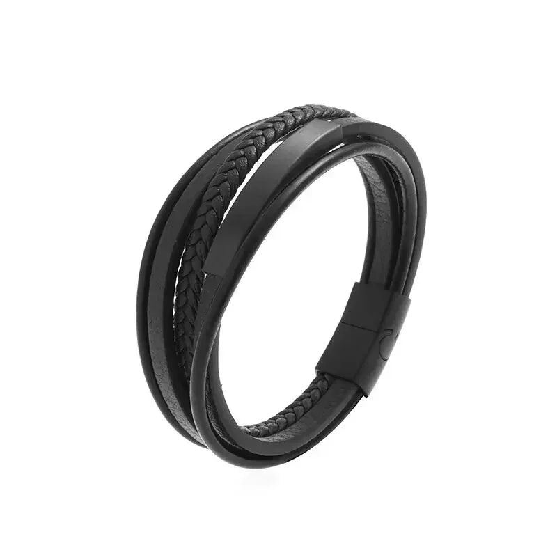 Fashion Star of David Multilayer Leather Braided Bracelet with Magnetic Clasp Men\\\\'s Vintage Judaica Amulet Jewelry