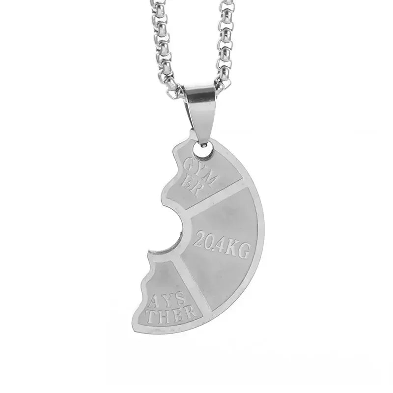 Cool Titanium Steel Dumbbell Pendant Necklace Barbell Fitness Pendant Men and Women Leisure Sports Punk Jewelry