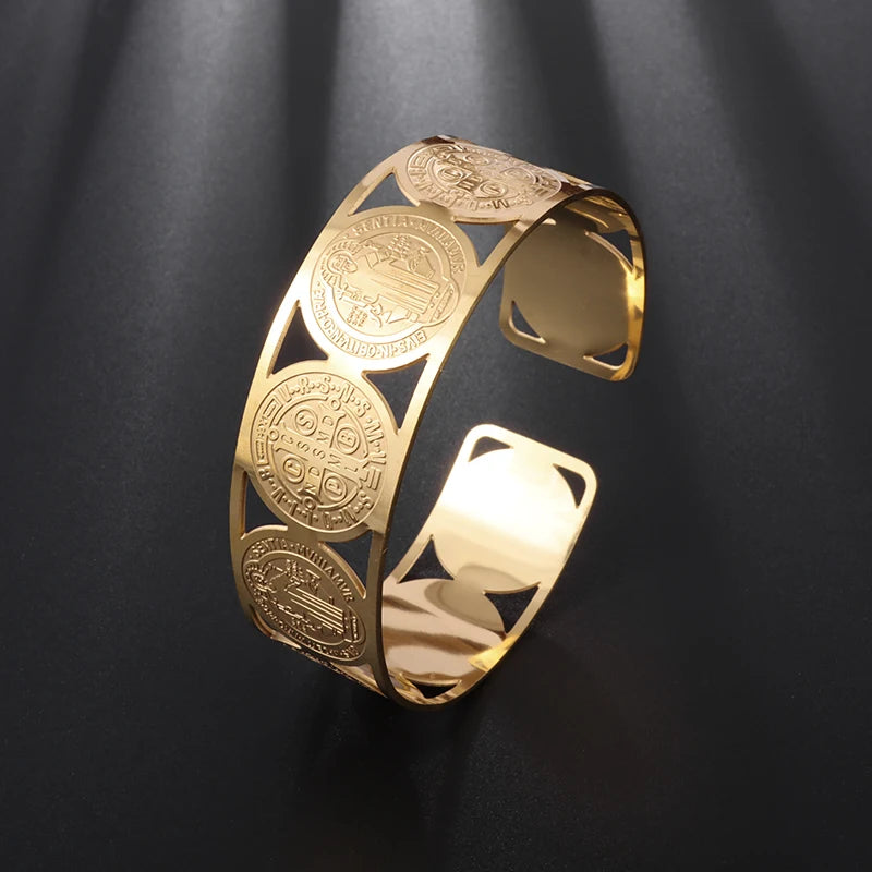 Creative Design Cutlery Knife Fork Men Bangles Women Stainless Steel Friendship Arm Cuff Open Bracelet Fun Trend Jewelry