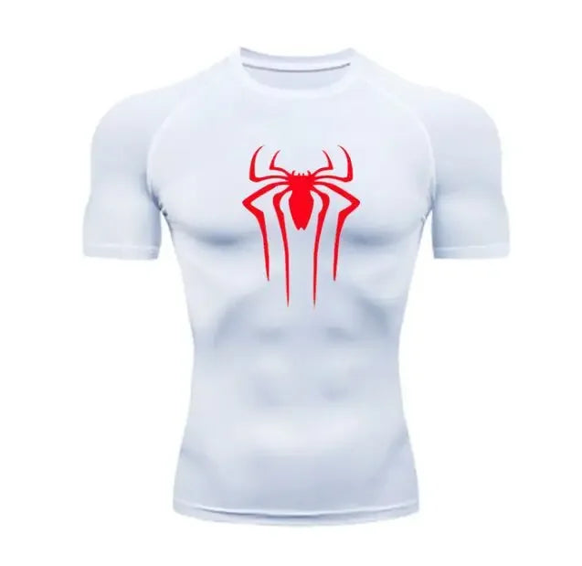 New Compression Shirt Men's Spider Print Fitness Gym Sport Running T-Shirt Rashgard Tops Quick Dry Short Sleeve T-Shirt For Men