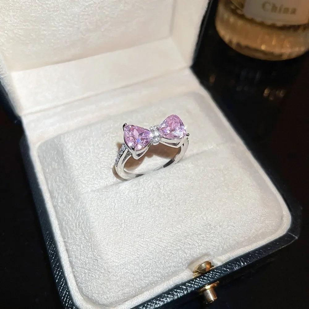Fashion Bowknot Finger Rings Adjustable Bow Rings Jewelry Sweet Opening Ring Ornaments