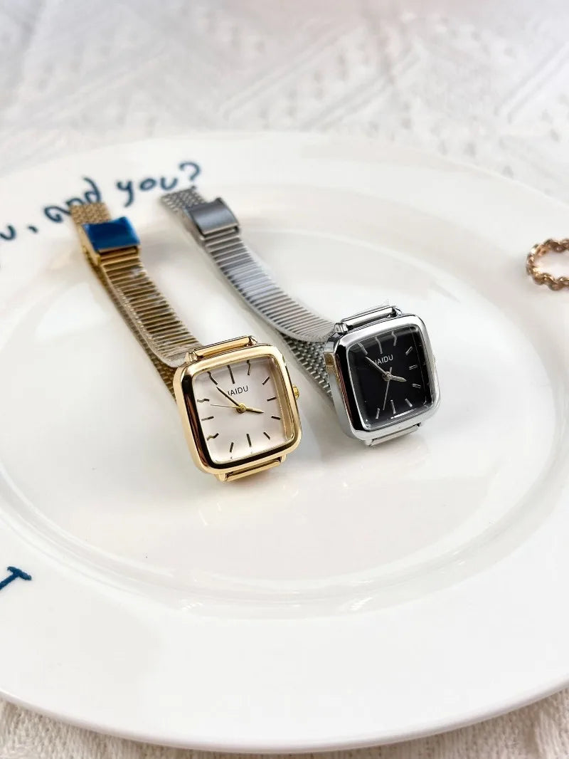 Retro Steel Strap Watch for Women Luxury Gift Square Quartz Watch Students Casual Ladies Wristwatch Dropshipping Reloj Mujer