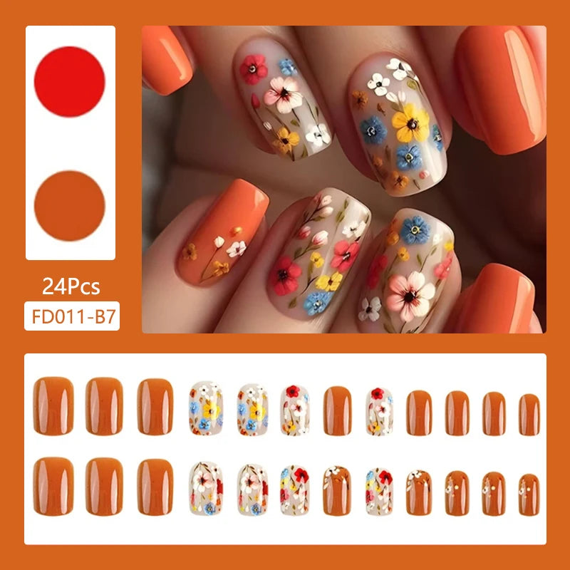 24Pcs/Set Cute and Playful Wearing False Nails French Design Fresh Press on Nail Art Removable Fake Nails