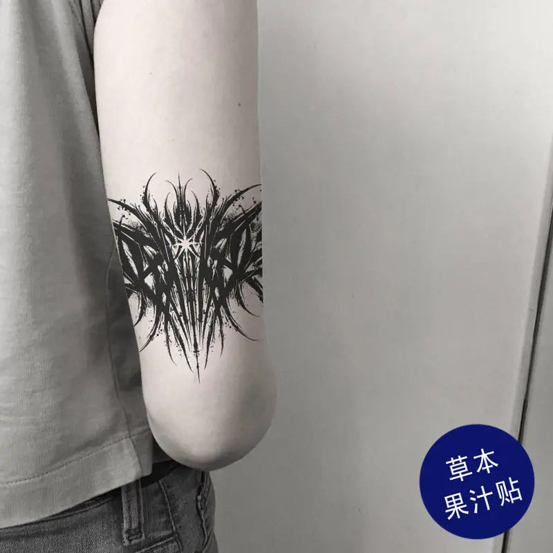 Herbal Juice Lasting Tattoo Stickers for Man Woman Neck Punk Temporary Tattoo Thistles Thorns Fake Tattoo Goth Waterproof Tattoo