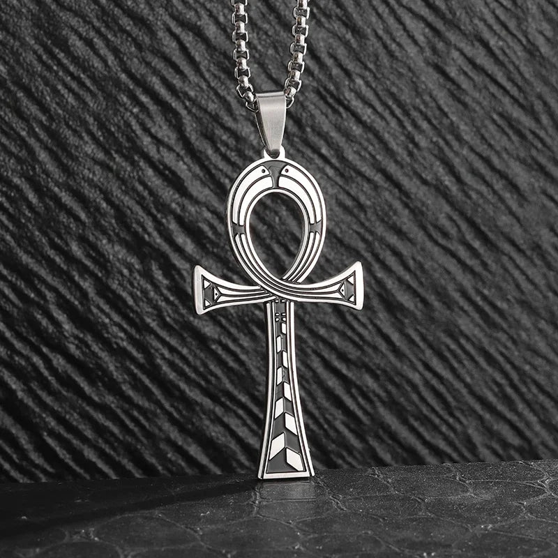 Catholic Jesus Cross Stainless Steel Pendant Necklace for Men Women Vintage Christian Prayer Jewelry