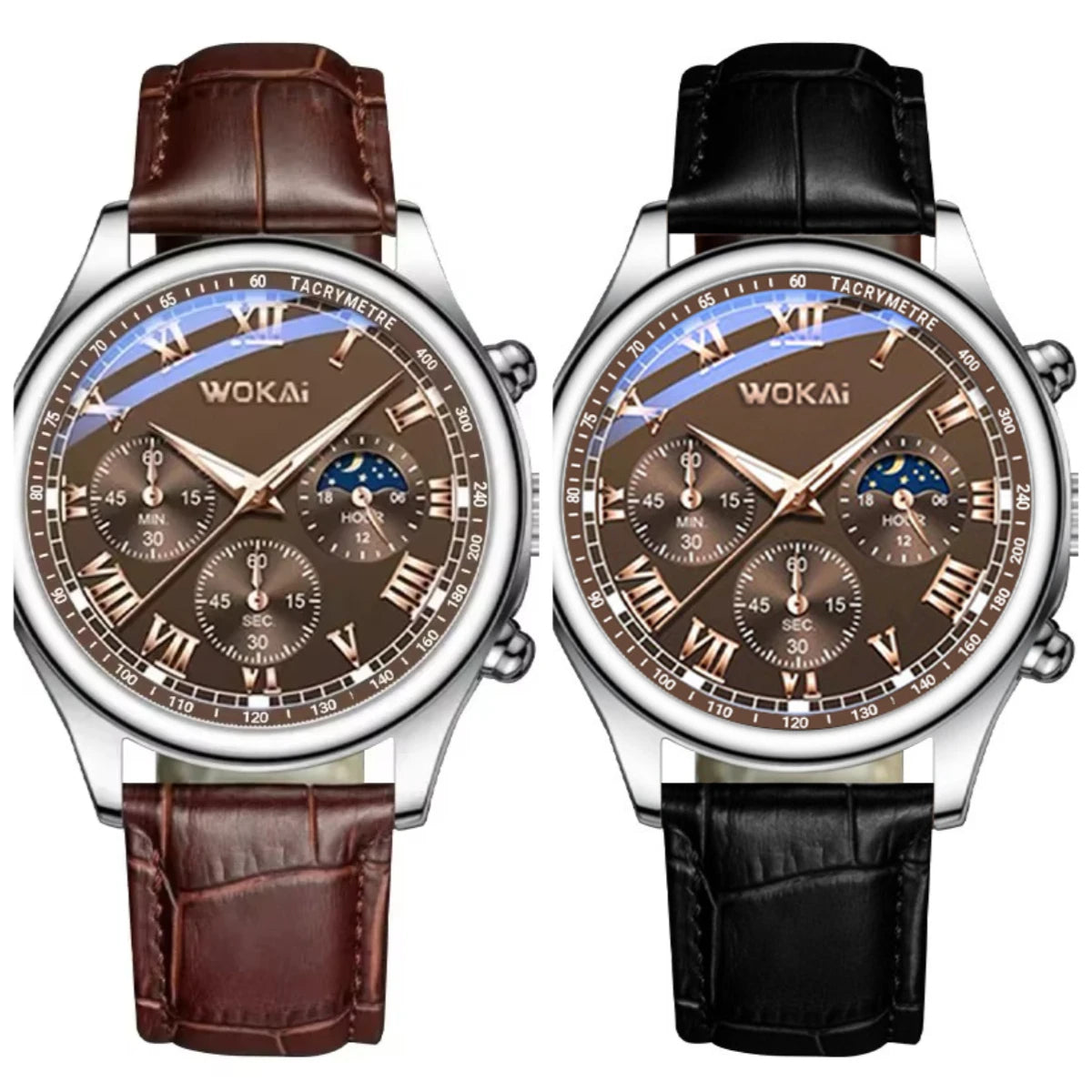 GENEVA High Quality Men's Luxury Belt Fashion Quartz Watch Men Round Business Student Sport Waterproof Glow