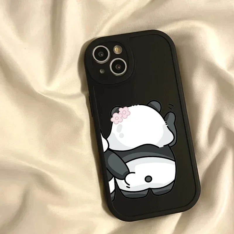 Funny Cartoon pinch butt bear rabbit Couple Phone Case for IPhone 14 13 12 15 11 Pro Max Mini 7 8 Plus SE X XR XS Max Soft Cover