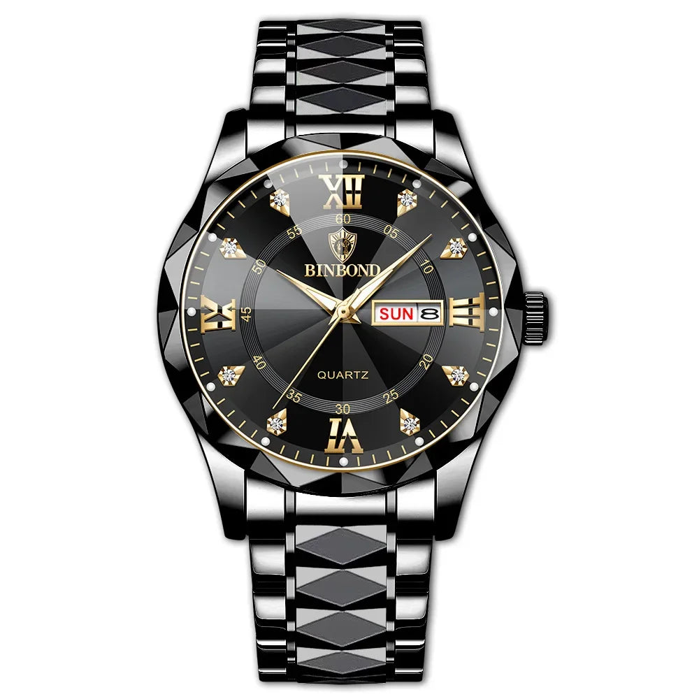 BINBOND B2521 Fashion Casual Business Quartz Men Watches 30M Waterproof Week Date Clock Sport Mens Wristwatch Relogio Masculino