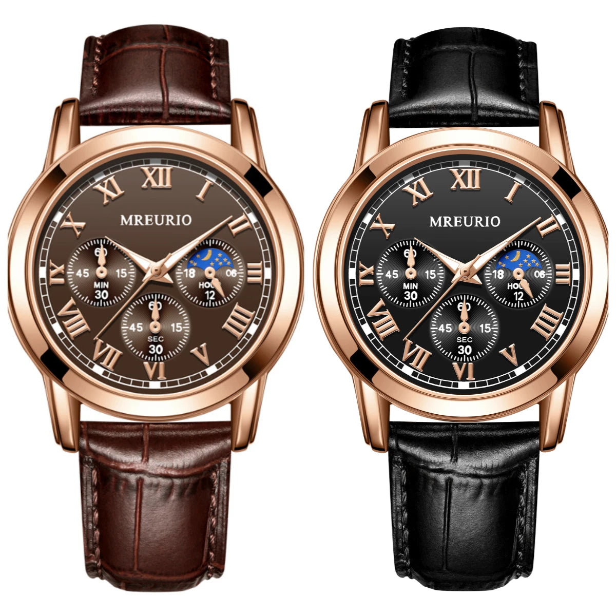 GENEVA High Quality Men's Luxury Belt Fashion Quartz Watch Men Round Business Student Sport Waterproof Glow