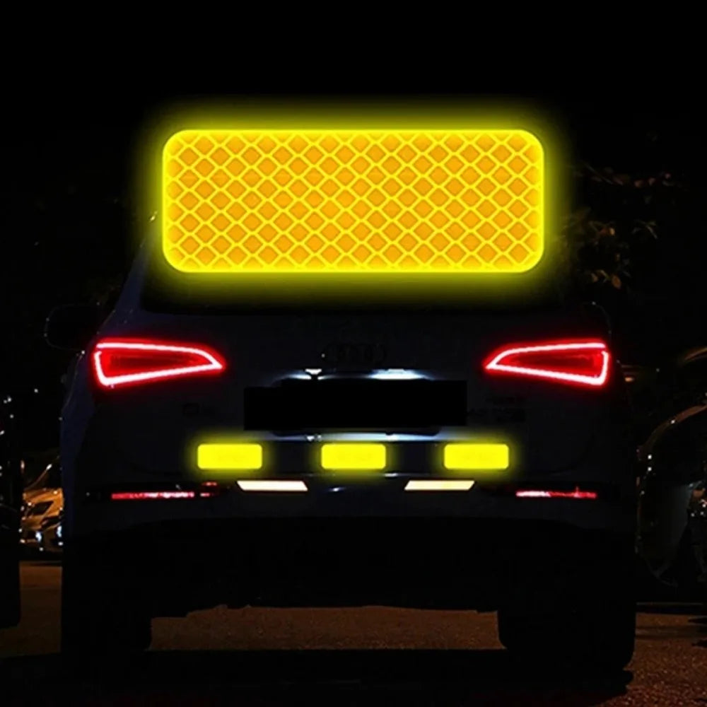10pcs Car Bumper Reflective Stickers Reflective Warning Strip Tape Secure Reflector Stickers Decals Safety Warning 3*8CM