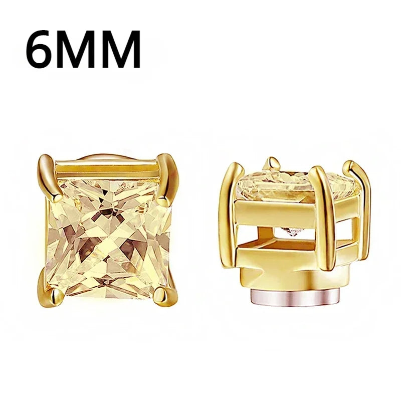 1Pairs Crystal Strong Magnetic Ear Stud Clip Earrings for Men and Women Punk Round Zircon Magnet Earrings Non Piercing Jewelry