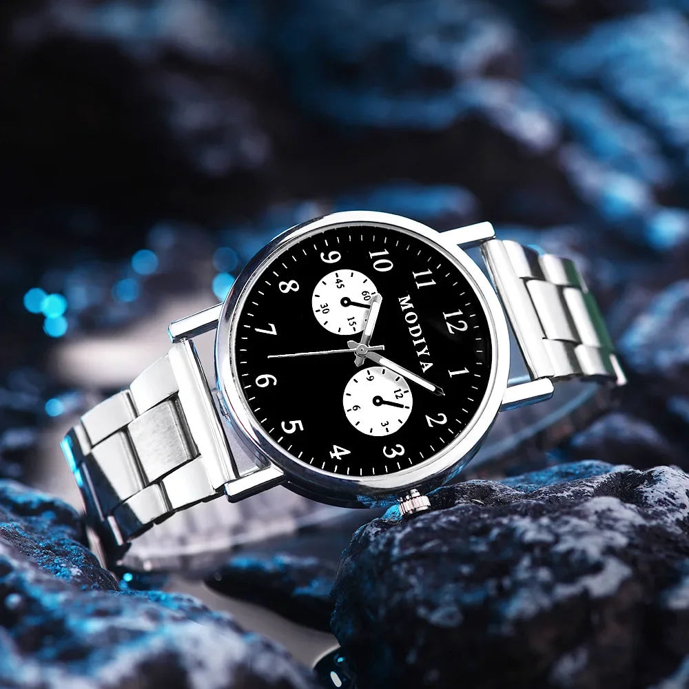 Men Casual Stainless Steel Mesh Belt Watch Simple Dial Quartz Watch Round Dials Business Wristwatch Orologi Di Lusso Leggeri