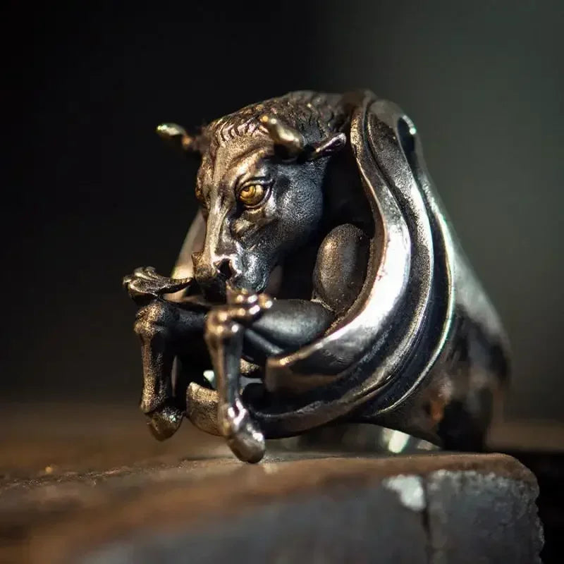 Vintage Ethnic Evil Dragon Head Ring Men\\\'s Gothic Open Ring Male Cool Trend Jewelry