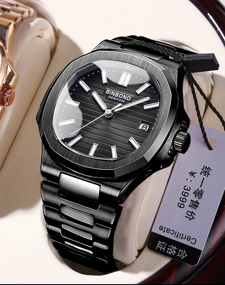 BINBONG B1885 Luxury Business Men Quartz Wristwatch 30M Waterproof Luminous Stainless Strap Men's Watches Relogio Masculino