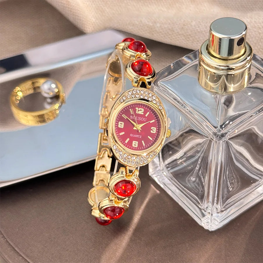 Luxury Bracelet Women Watches New Ladies Yuanbao Shaped Rhinestone Inlaid Women's Quartz Wristwatch Fashion Watches Dropshipping