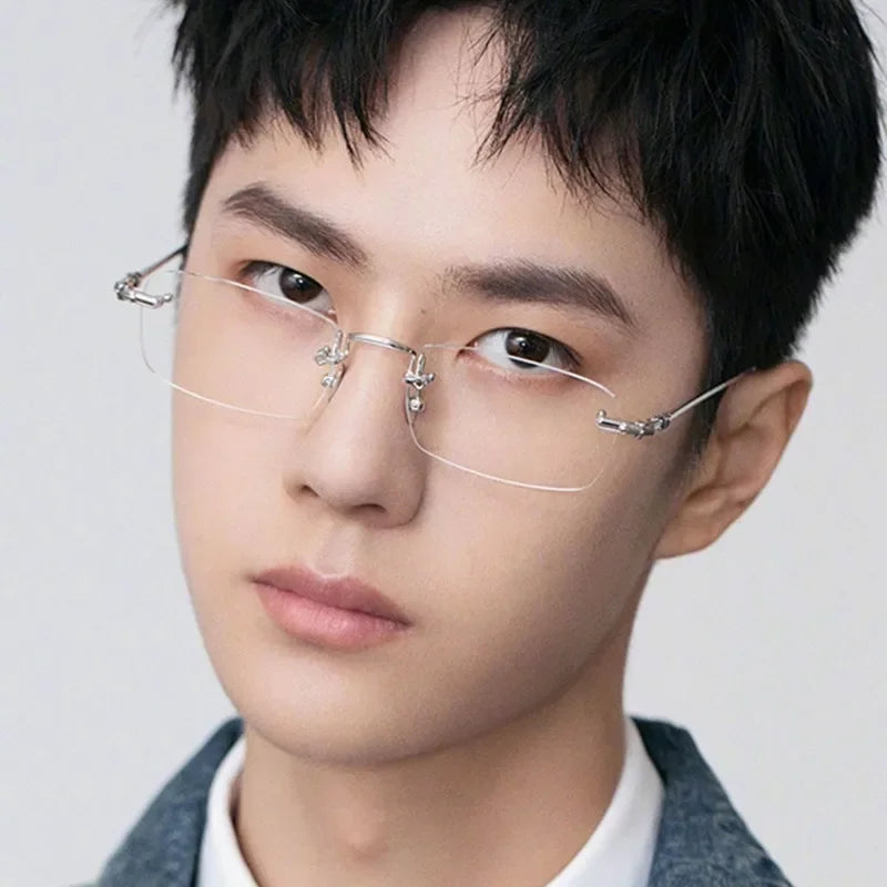 Unisex Fashion  Anti Blue Light Glasses Clear Glasses Computer Glasses YIBO Style Rimless Eyeglasses Plain Eyewear Face Decor