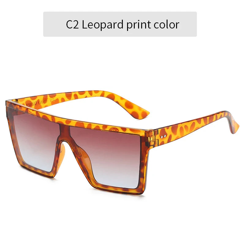 2023 Vintage Male Flat Top Sunglasses Men Brand Black Square Shades UV400 Gradient Sun Glasses For Women Cool One Piece Designer